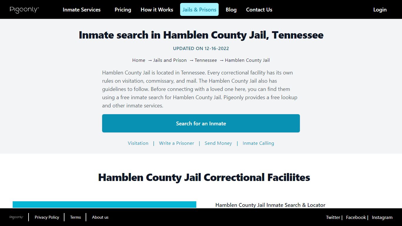 Inmate Search Hamblen County Jail, Tennessee | Pigeonly